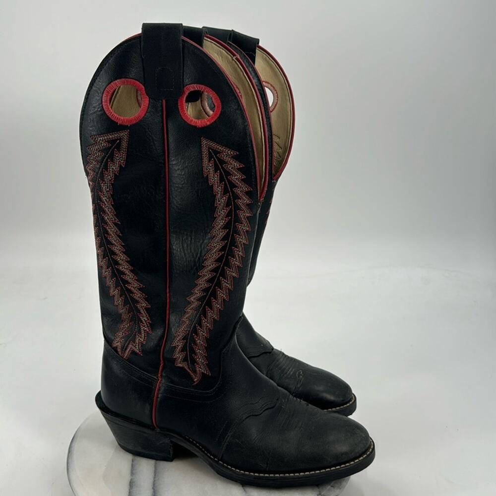 Western black and red leather cowgirl boots